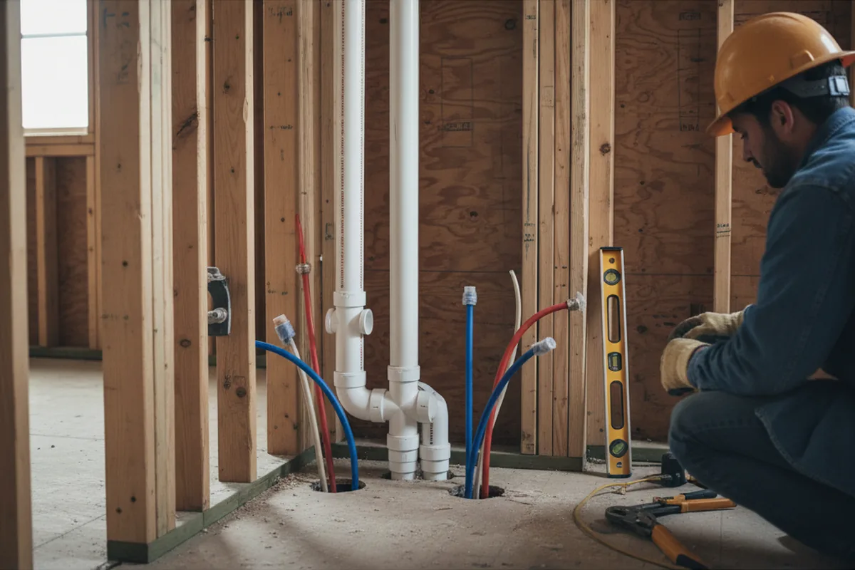 Drain and supply rough-in during Leak Detection in Gueydan